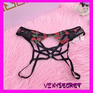 NWT 💕 Victoria's Secret Very Sexy Strappy Black Cheeky Panty Small #7397 💕